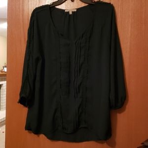 Dark Green Crochet Detail Blouse Size L